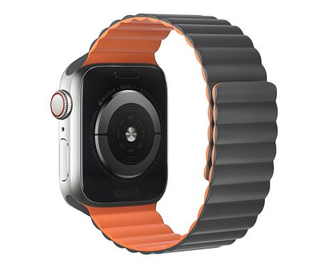 Ремешок силиконовый Hoco iWatch WA07 magnetic 42/ 44/ 45/ 49mm grey orange Ремешок силиконовый Hoco iWatch WA07 magnetic 42/ 44/ 45/ 49mm grey orange