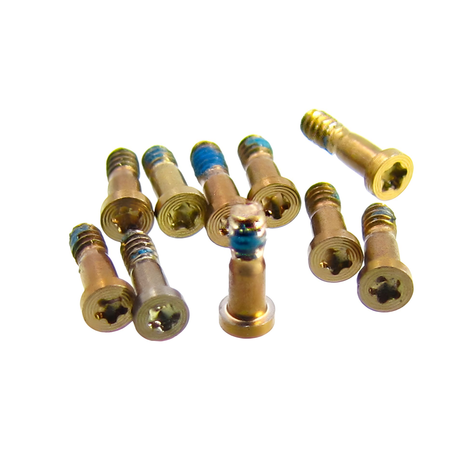 Apple iPhone 6/6 Plus/6s/6s Plus золотисті гвинти, зовнішні нижні (10 шт) Apple iPhone 6/6 Plus/6s/6s Plus золотисті гвинти, зовнішні нижні (10 шт)