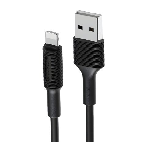 Чёрный кабель Borofone BX1 USB на Lightning 1m Чёрный кабель Borofone BX1 USB на Lightning 1m