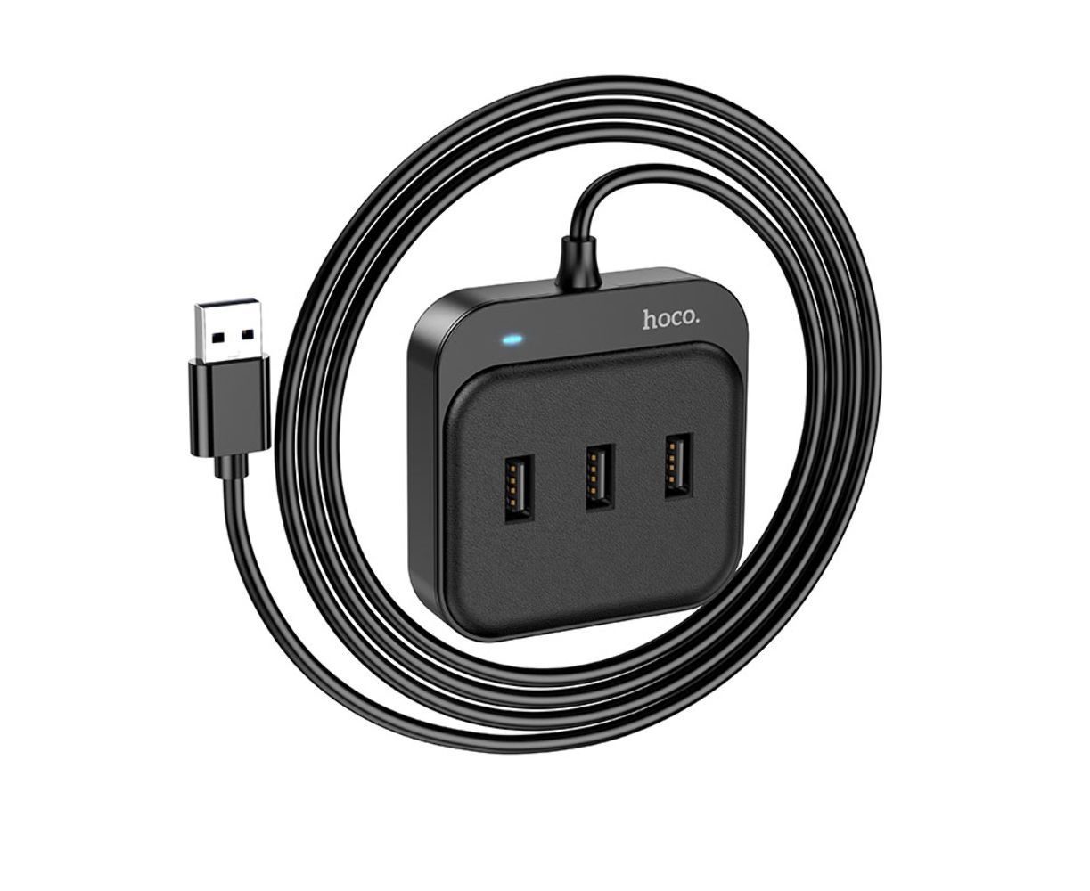 USB Hub Hoco HB31 Easy 4-in-1 converter(USB to USB2.0*4)(L=1.2M) Чорний USB Hub Hoco HB31 Easy 4-in-1 converter(USB to USB2.0*4)(L=1.2M) Чорний
