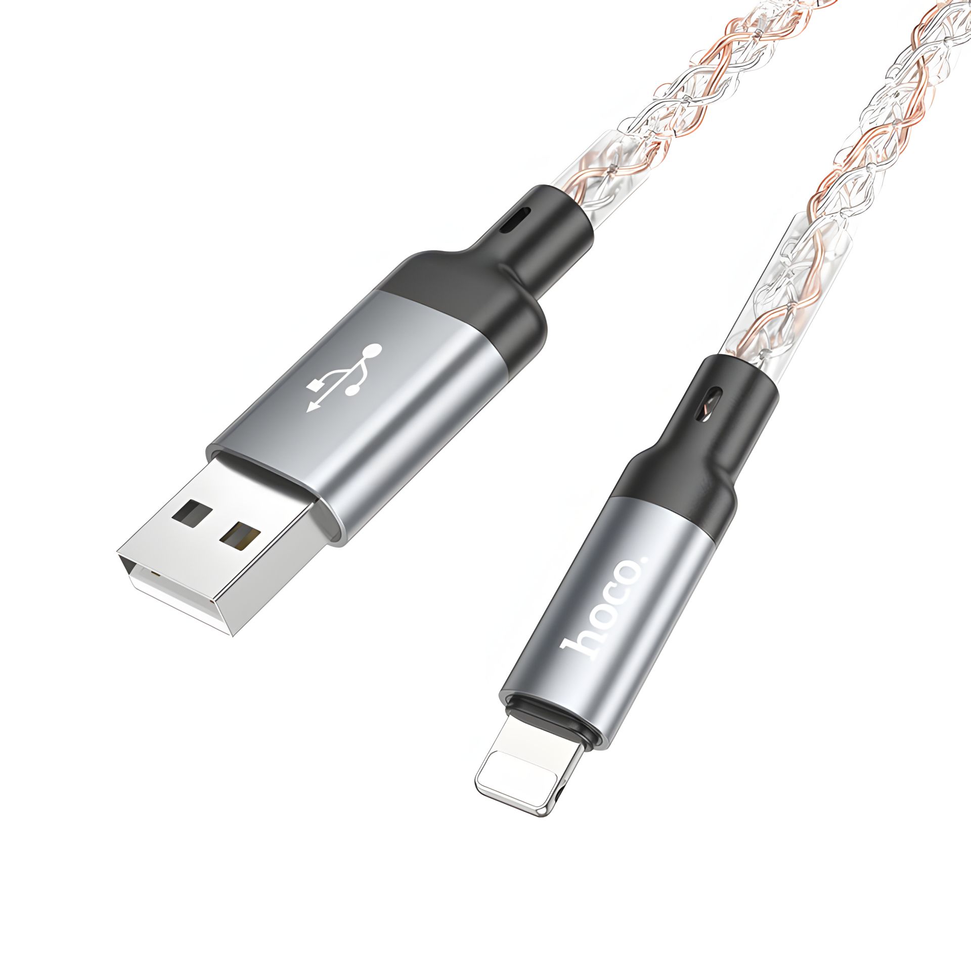 Серый Кабель Hoco U112 USB to Lightning 2.4A 1m Серый Кабель Hoco U112 USB to Lightning 2.4A 1m