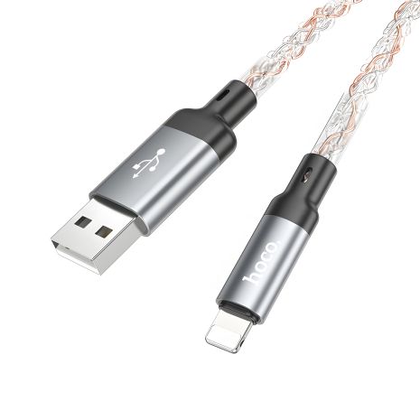 Серый Кабель Hoco U112 USB to Lightning 2.4A 1m