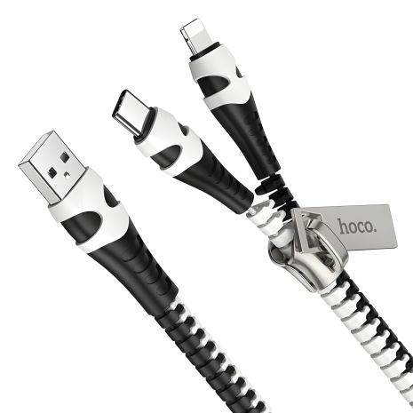 Кабель Hoco U97 2в1 USB to Type-C/ Lightning 1m чорно-білий Кабель Hoco U97 2в1 USB to Type-C/ Lightning 1m чорно-білий