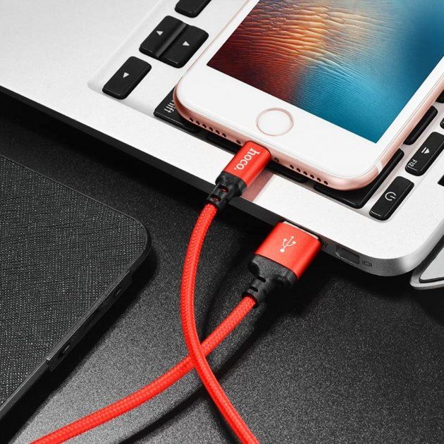 Кабель Hoco X14 USB to Lightning 2m чорно-червоний Кабель Hoco X14 USB to Lightning 2m чорно-червоний