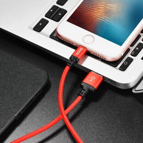 Кабель Hoco X14 USB to Lightning 2m черно-красный Кабель Hoco X14 USB to Lightning 2m черно-красный