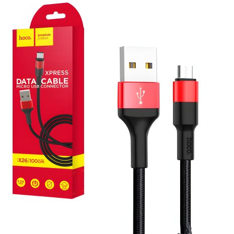 Кабель Hoco X26 USB to MicroUSB довжиною 1м, чорно-червоний Кабель Hoco X26 USB to MicroUSB довжиною 1м, чорно-червоний