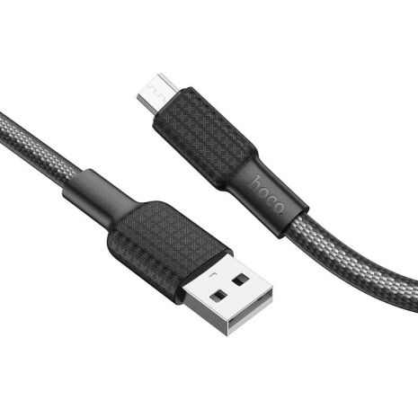 Кабель черно-белый Hoco X69 USB to MicroUSB 1m