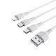 USB Borofone BX16 3-in-1 Easy IP+Micro+Type-C Белый USB Borofone BX16 3-in-1 Easy IP+Micro+Type-C Белый