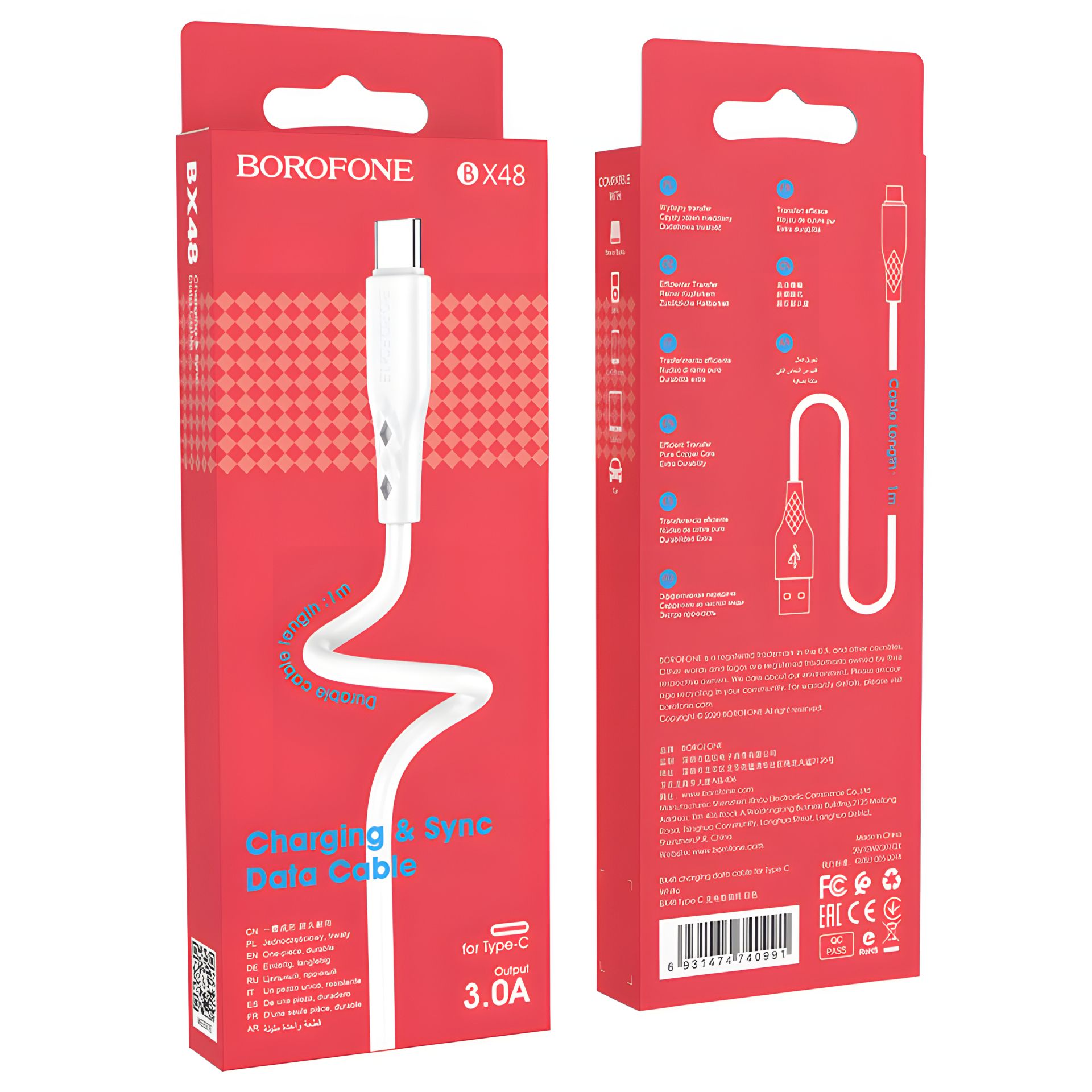 Borofone USB BX48 Білий Type-C Borofone USB BX48 Білий Type-C