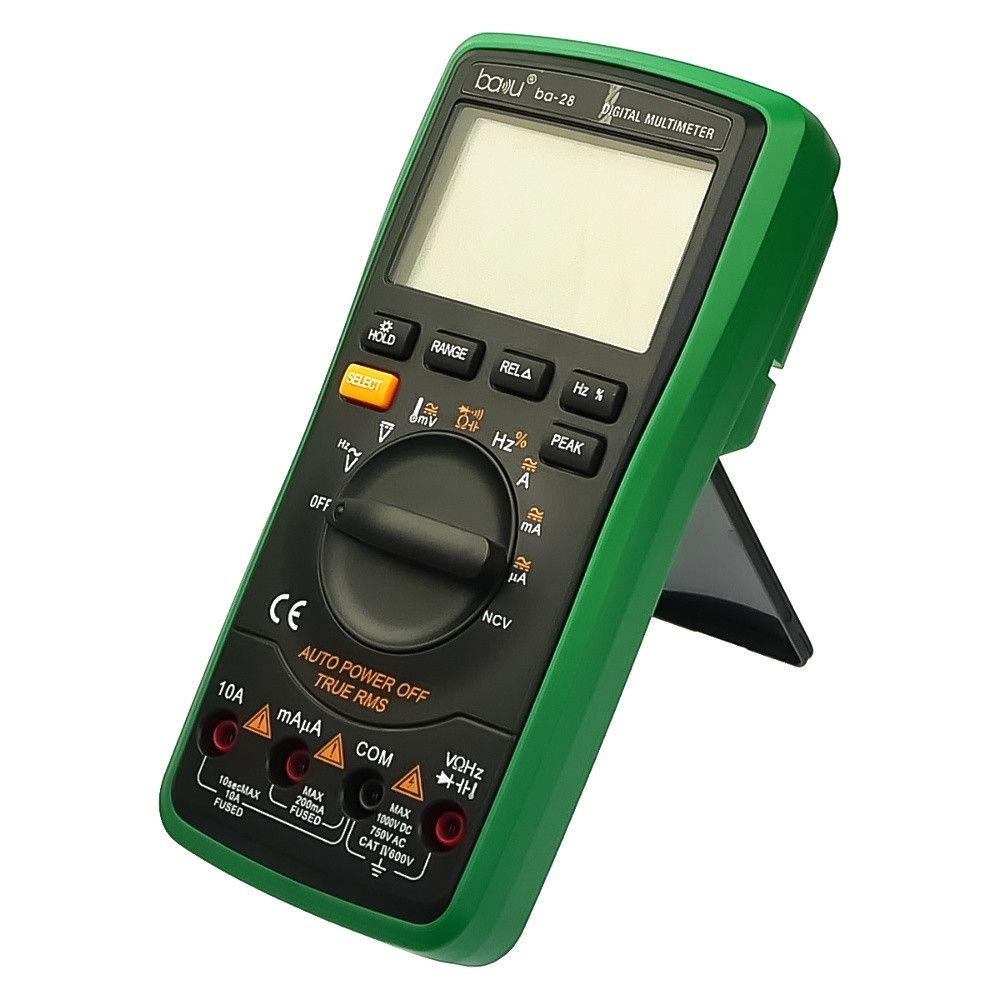 Мультиметр цифровий Baku BA-28 з функцією Auto Off, підсвічуванням, автовизначенням номіналу вимірювання (струм до 10A) Мультиметр цифровий Baku BA-28 з функцією Auto Off, підсвічуванням, автовизначенням номіналу вимірювання (струм до 10A)