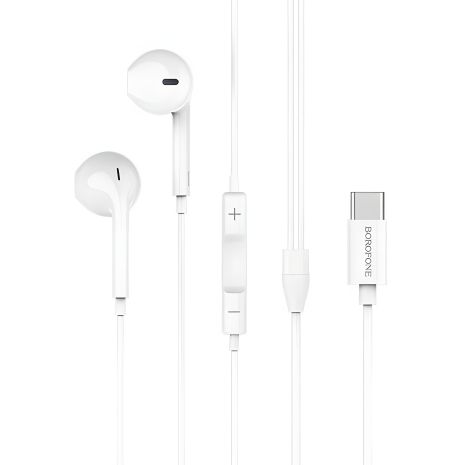 Вакуумные наушники с микрофоном Borofone BM27 Type-C белые Вакуумные наушники с микрофоном Borofone BM27 Type-C белые