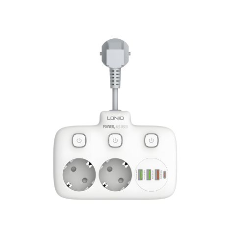 Мережевий подовжувач LDNIO SE2435 2 EU ports /1 PD/1 QC/2 auto ID Білий