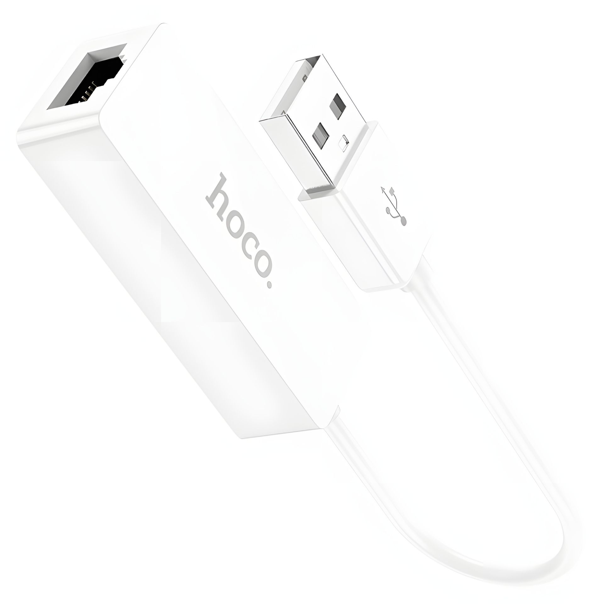 Адаптер Hoco UA22 LAN 100 Mbps (перехідник USB to RJ45 (F)/Ethernet) 0.145m білий Адаптер Hoco UA22 LAN 100 Mbps (перехідник USB to RJ45 (F)/Ethernet) 0.145m білий