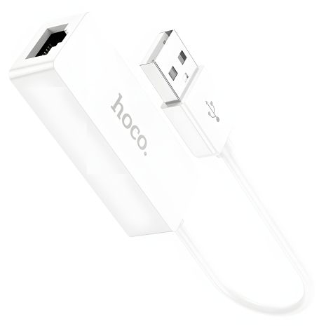 Адаптер Hoco UA22 LAN 100 Mbps (перехідник USB to RJ45 (F)/Ethernet) 0.145m білий