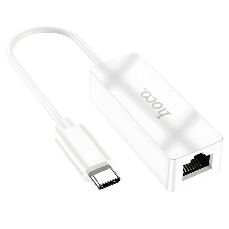 Адаптер Hoco UA22 LAN 100 Mbps (переходник Type-C to RJ45 (F) / Ethernet) 0.145m белый