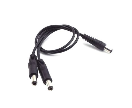 Кабель-разветвитель с DC 5.5x2.1(M) to 2 DC 5.5x2.1(M) 0.5m БЕЗ перемычки черный (переходник, раздвоитель, адаптер DC 1M2M)