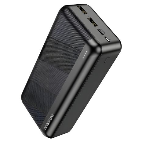 Borofone BJ27B Повербанк 30000mAh, 2USB 5Vx2.1A / In: Type-C, micro-USB, светодиодный индикатор, чёрный