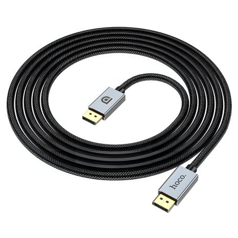 Кабель DisplayPort Hoco US04 - 1m v1.4 8K Ultra HD з нейлоновою оплеткою та позолоченими конекторами, чорний Кабель DisplayPort Hoco US04 - 1m v1.4 8K Ultra HD з нейлоновою оплеткою та позолоченими конекторами, чорний
