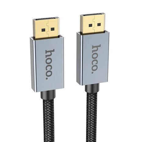 Кабель DisplayPort Hoco US04 - 2m v1.4 8K Ultra HD з нейлоновою оплеткою та позолоченими конекторами, чорний Кабель DisplayPort Hoco US04 - 2m v1.4 8K Ultra HD з нейлоновою оплеткою та позолоченими конекторами, чорний