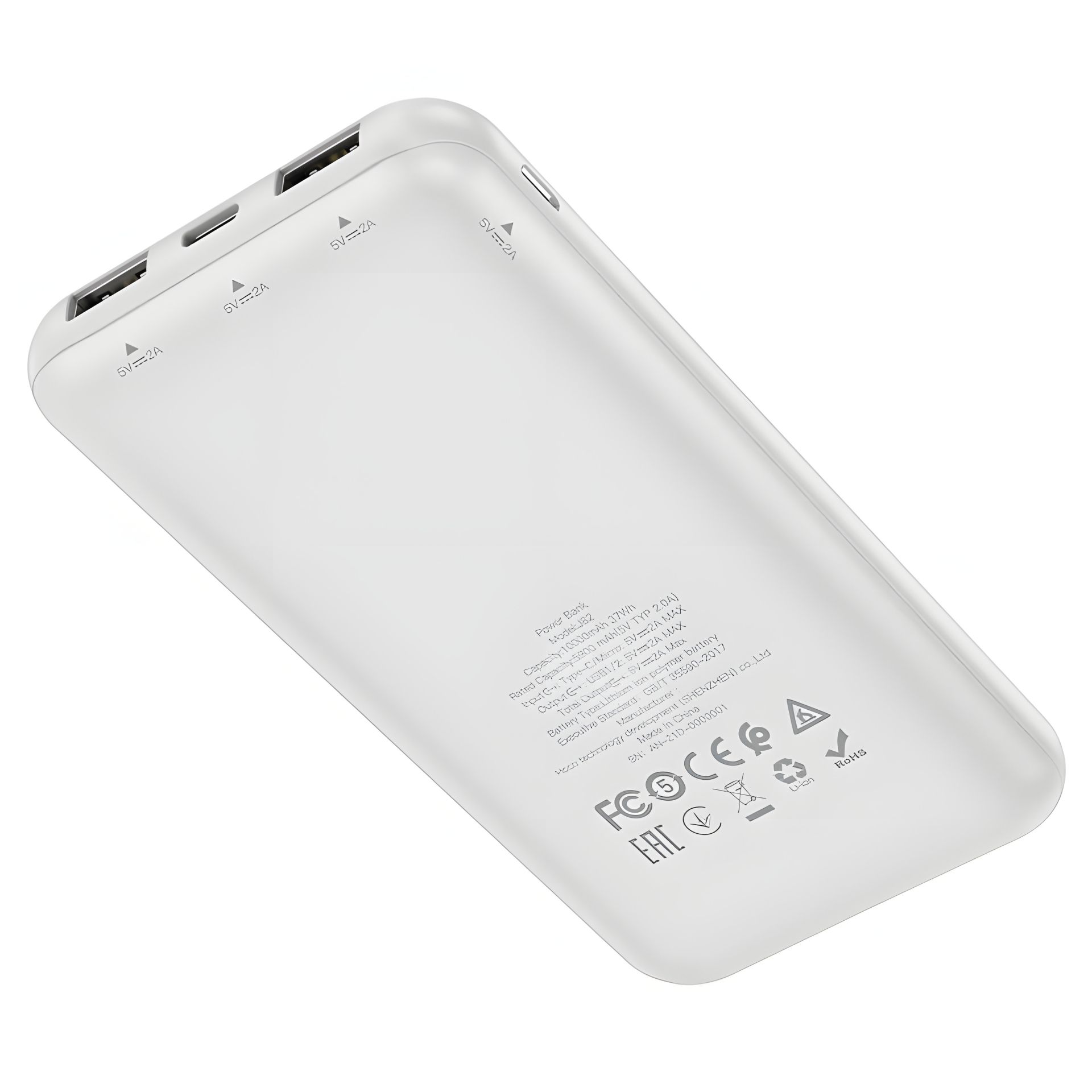 Повербанк Hoco J82 Easylink (10000 mAh / Out: 2USB 5V/2A / In: Type-C, micro-USB 5V/2A ) с LED индикатором, Белый Повербанк Hoco J82 Easylink (10000 mAh / Out: 2USB 5V/2A / In: Type-C, micro-USB 5V/2A ) с LED индикатором, Белый