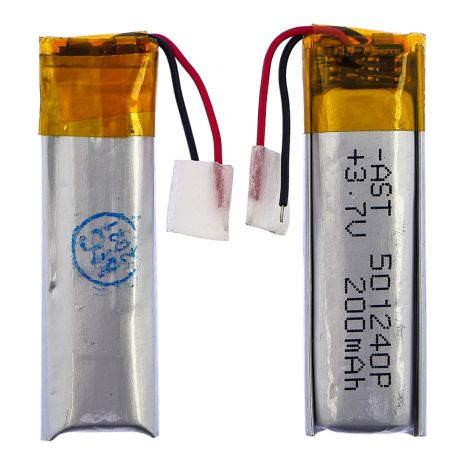 Универсальный аккумулятор 501240P с контроллером, 5,2 х 12 х 40 мм (200 mAh), для наушников, Bluetooth гарнитур и MP3 плееров