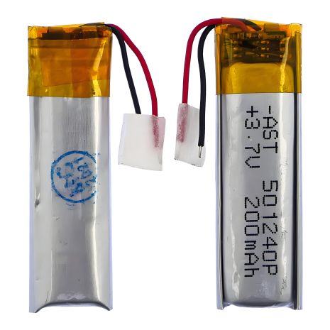 Универсальный аккумулятор 501240P с контроллером, 5,2 х 12 х 40 мм (200 mAh), для наушников, Bluetooth гарнитур и MP3 плееров