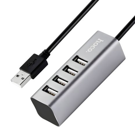 Hoco HB1 Line Machine 4USB Hub серый Hoco HB1 Line Machine 4USB Hub серый