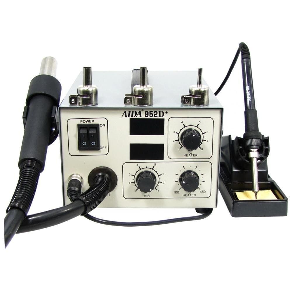 Станция паяльная Aida 952D+ с феном и паяльником, встроенный вентилятор нагнетатель Станция паяльная Aida 952D+ с феном и паяльником, встроенный вентилятор нагнетатель