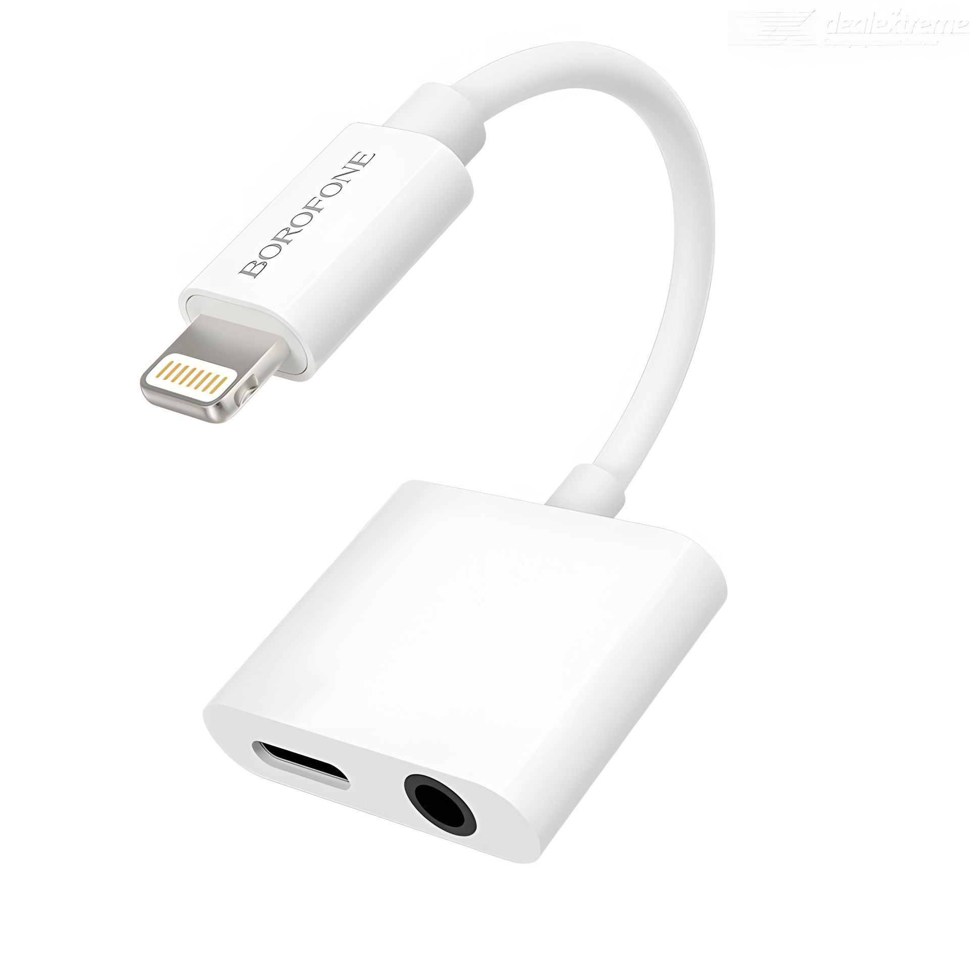 Адаптер перехідник Borofone BV12 2в1 аудіо конвертер Lightning to Jack 3.5 (F)/ Lightning (F) 0.124m білий Адаптер перехідник Borofone BV12 2в1 аудіо конвертер Lightning to Jack 3.5 (F)/ Lightning (F) 0.124m білий