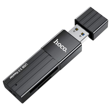 Hoco HB20 кардридер USB 3.0 to SD/TF, черный Hoco HB20 кардридер USB 3.0 to SD/TF, черный