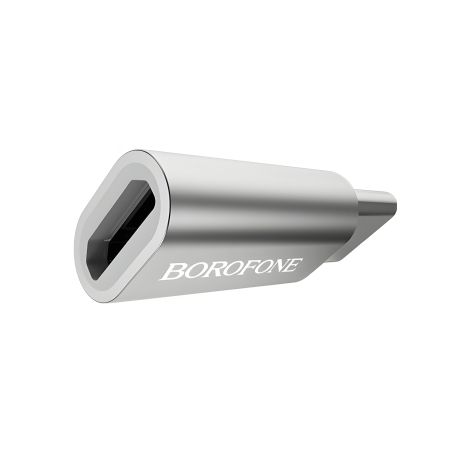 Переходник адаптер Borofone BV4 Type-C на MicroUSB (F) серебристый Переходник адаптер Borofone BV4 Type-C на MicroUSB (F) серебристый