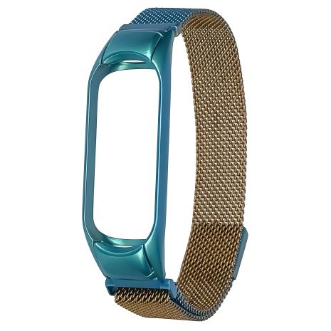 Райдужний ремінець Міланська петля для Xiaomi Mi Band 5/6 №40 золотисто-синій