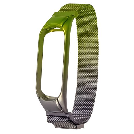 Радужный ремешок зелёно-сиреневый "Миланская петля" для Xiaomi Mi Band 5/6 №35