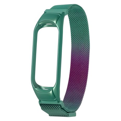 Ремешок радужная Миланская петля для Xiaomi Mi Band 5/6 № 37, бирюзово-фиолетовый