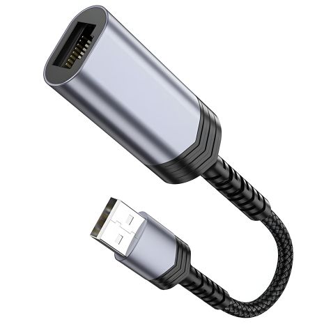 Адаптер перехідник Hoco UA26 100 Mbps USB to RJ45 metal gray