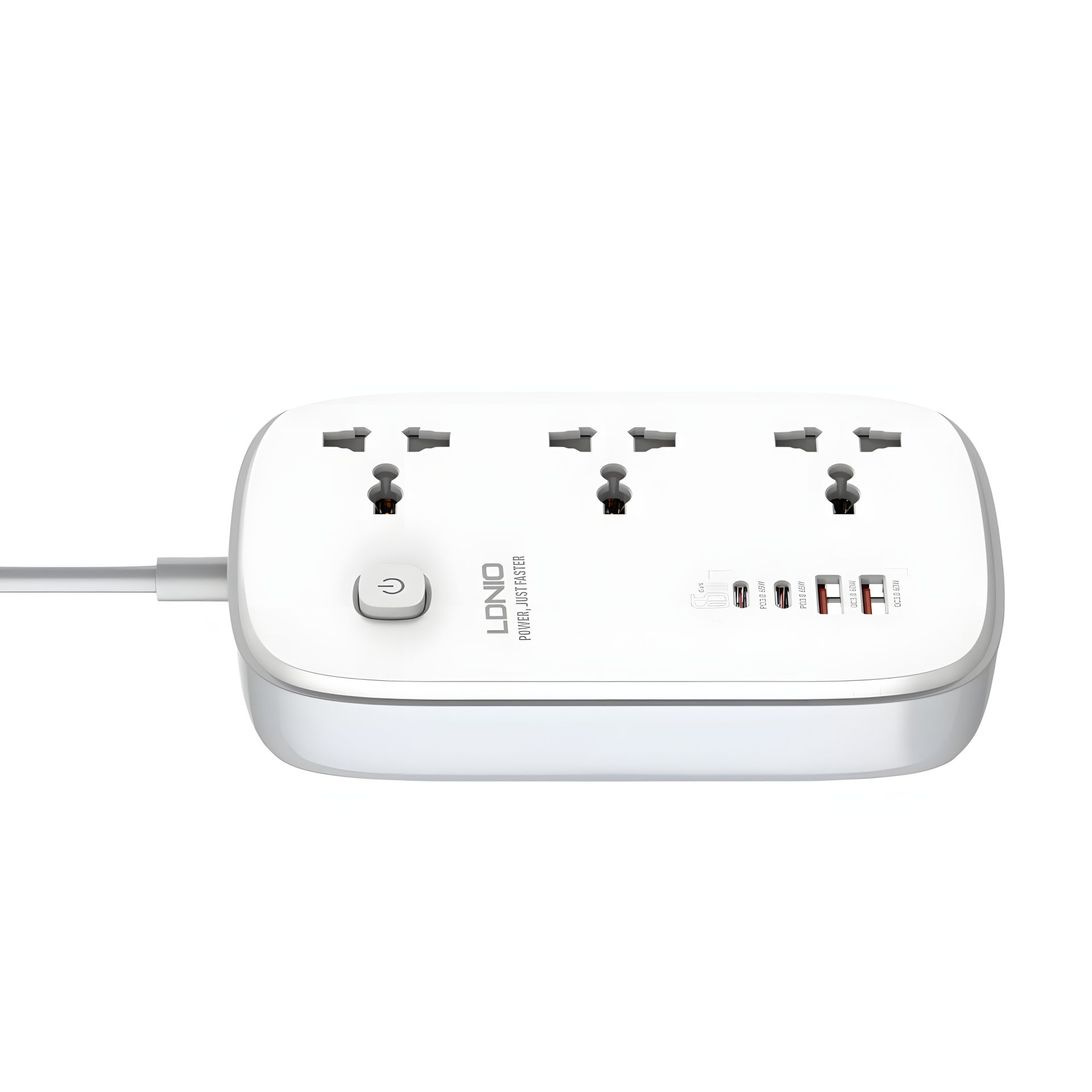 Мережний подовжувач Ldnio SC3416 | 2USB/2Type-C, 3 гнізда, QC/PD, 65W/5A, 2м Європейська вилка | білий Мережний подовжувач Ldnio SC3416 | 2USB/2Type-C, 3 гнізда, QC/PD, 65W/5A, 2м Європейська вилка | білий