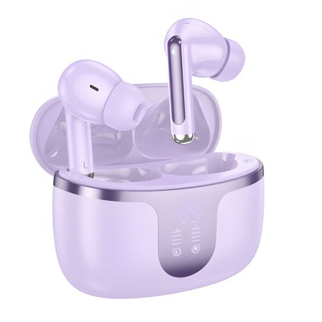 Бездротові TWS навушники Hoco EQ10, вакуумні, BT5.3, фіолетові Бездротові TWS навушники Hoco EQ10, вакуумні, BT5.3, фіолетові