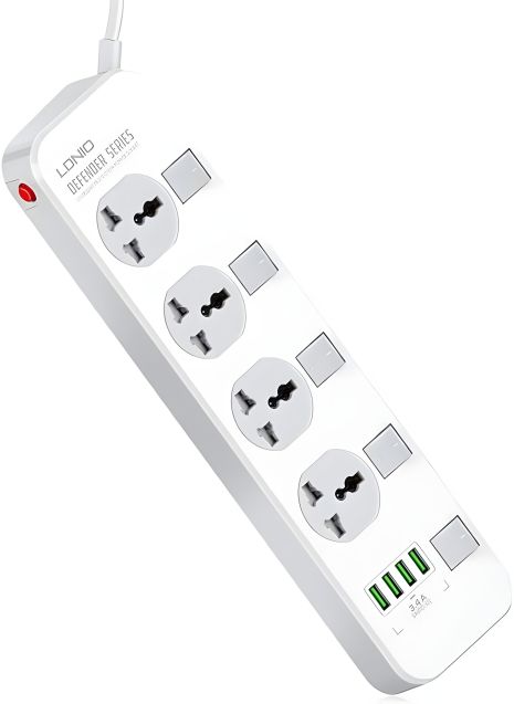 Сетевой зарядный удлинитель Ldnio SC4408EU 2500W, 4USB, 4 розетки, 2m, белый, EU plug Сетевой зарядный удлинитель Ldnio SC4408EU 2500W, 4USB, 4 розетки, 2m, белый, EU plug