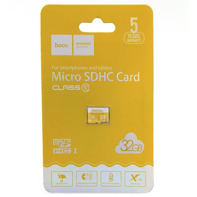 MicroSDHC 32gb Class 10 карта памяти Hoco, Жёлтый MicroSDHC 32gb Class 10 карта памяти Hoco, Жёлтый