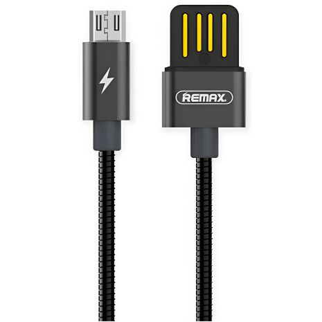 Черный USB к MicroUSB кабель Remax RC-080m в металлической оплетке 1m Черный USB к MicroUSB кабель Remax RC-080m в металлической оплетке 1m