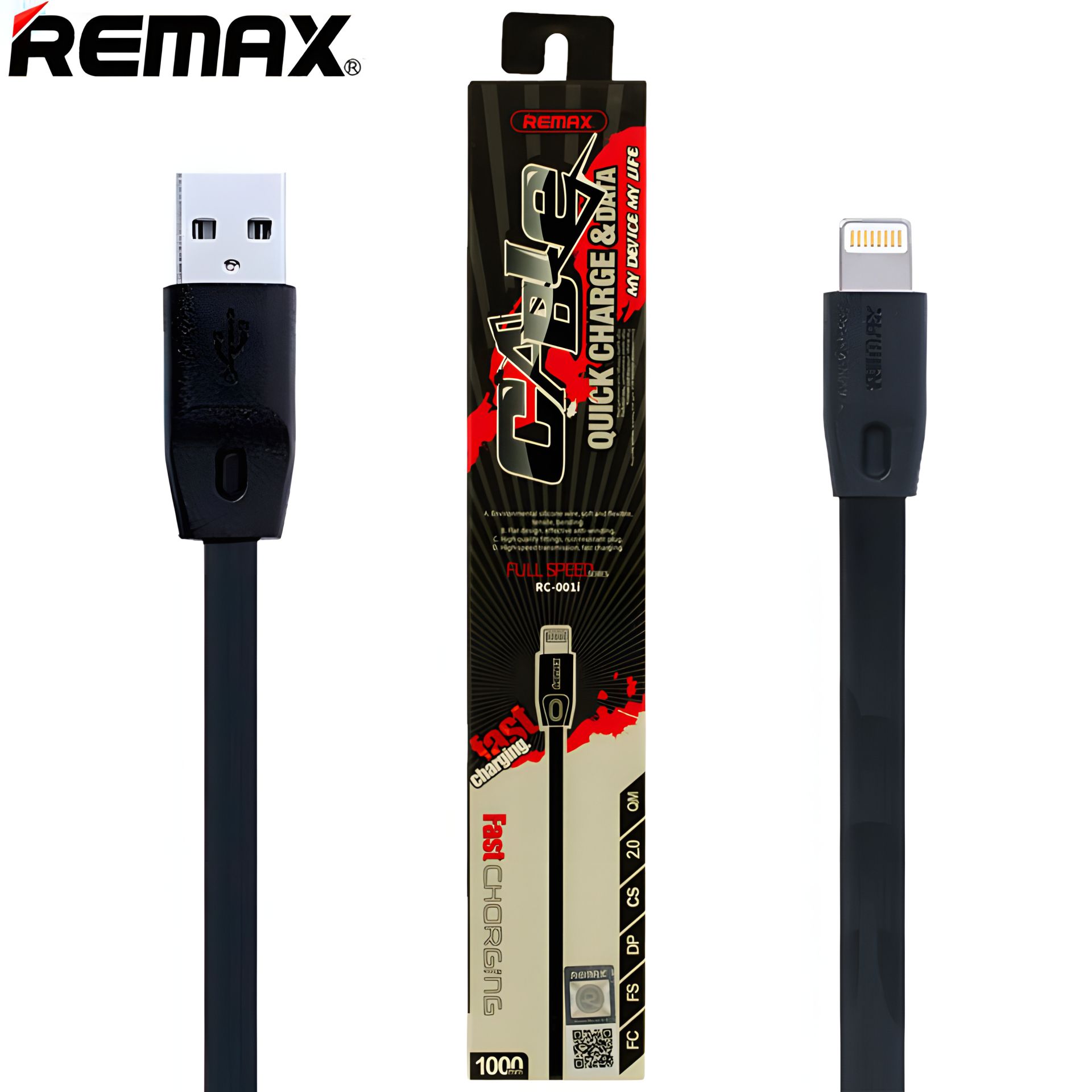 Кабель Remax RC-001i USB to Lightning 1m чорний Кабель Remax RC-001i USB to Lightning 1m чорний