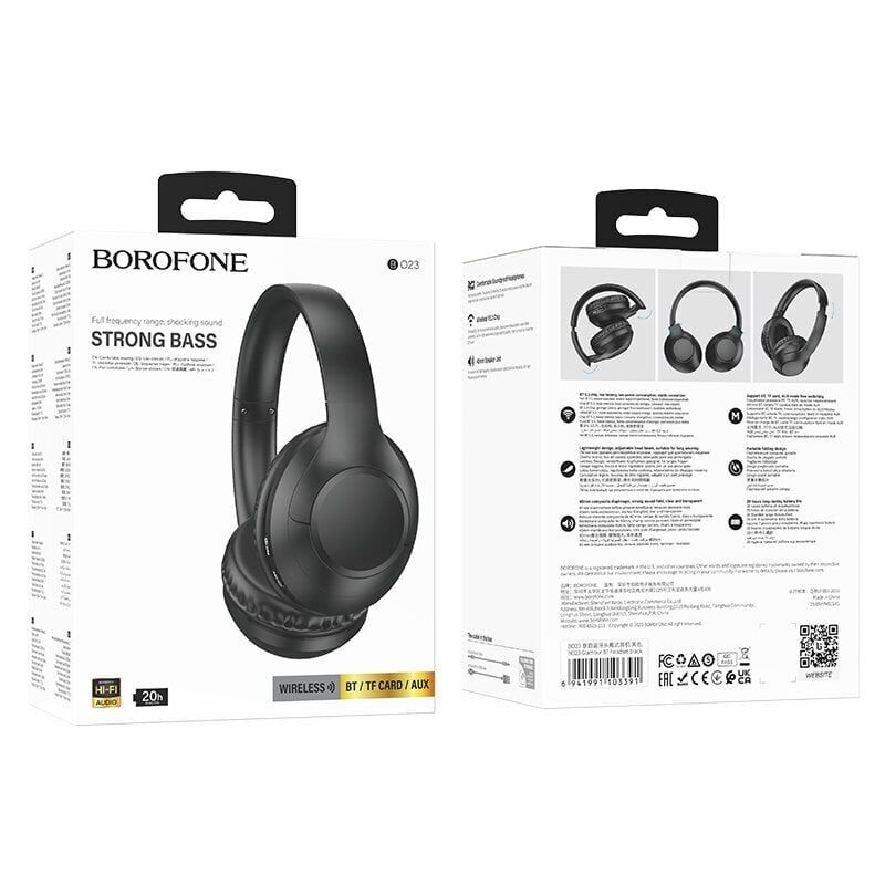 Наушники беспроводные полноразмерные Borofone BO23 BT5.3/AUX/TF, 20h черные Наушники беспроводные полноразмерные Borofone BO23 BT5.3/AUX/TF, 20h черные