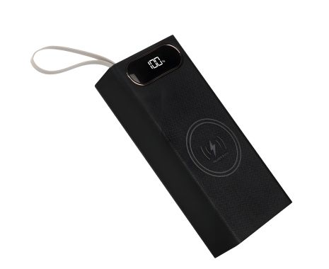 Multi-пауэрбанк корпус L16, для элементов 18650 до 16 шт, 22.5+15W, с беспроводной зарядкой и фонарем, черный