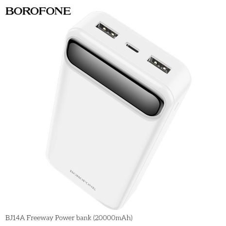Повербанк Borofone BJ14A 20000 mAh 2USB 5V,2A / In: Type-C, micro-USB 5V,2A / LED indicator, white Повербанк Borofone BJ14A 20000 mAh 2USB 5V,2A / In: Type-C, micro-USB 5V,2A / LED indicator, white