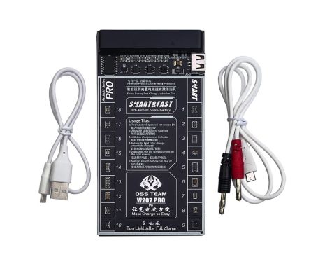Плата активації та заряджання акумуляторів W207 Max/Pro з цифр.інд. (18 роз'ємів для тел. на Android; кабелі microUSB/USB A, microUSB/штекери БП) Плата активації та заряджання акумуляторів W207 Max/Pro з цифр.інд. (18 роз'ємів для тел. на Android; кабелі microUSB/USB A, microUSB/штекери БП)