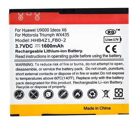 Акумулятор Huawei ideos X6, U9000, X6, Ascend X, Motorola Triumph WX435, PowerPlant (HHB4Z1) 1600mAh