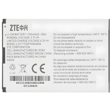 Аккумулятор Original PRC для ZTE Li3717T42P3h654458 WiFi-router (Verizon 890L, MF63, AC60, EUFI890, AR918B) с 12 мес. гарантии Аккумулятор Original PRC для ZTE Li3717T42P3h654458 WiFi-router (Verizon 890L, MF63, AC60, EUFI890, AR918B) с 12 мес. гарантии