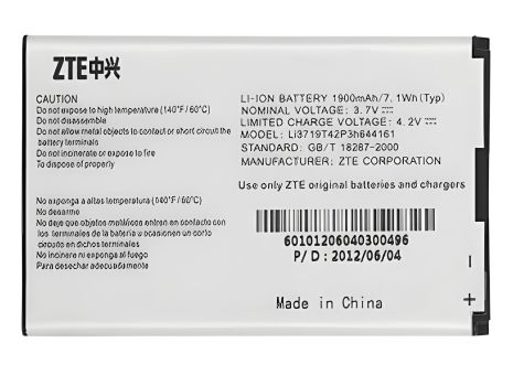 Акумуляторний елемент ZTE Li3719t42p3h644161 (T82, V8000, WIFI роутер MF80) 1900mAh [Оригінал PRC] 12 міс. гарантії