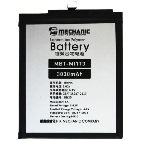 Аккумулятор MECHANIC BN30 (3030 mAh) для Xiaomi Redmi 4A Аккумулятор MECHANIC BN30 (3030 mAh) для Xiaomi Redmi 4A