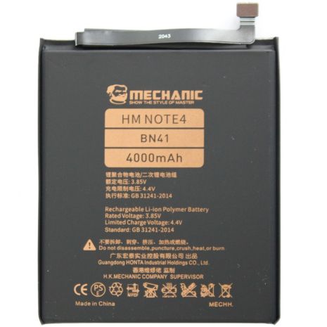 Аккумулятор MECHANIC BN41 (4000 mAh) для Xiaomi Redmi Note 4 (China Version, MediaTek, MTK) Аккумулятор MECHANIC BN41 (4000 mAh) для Xiaomi Redmi Note 4 (China Version, MediaTek, MTK)